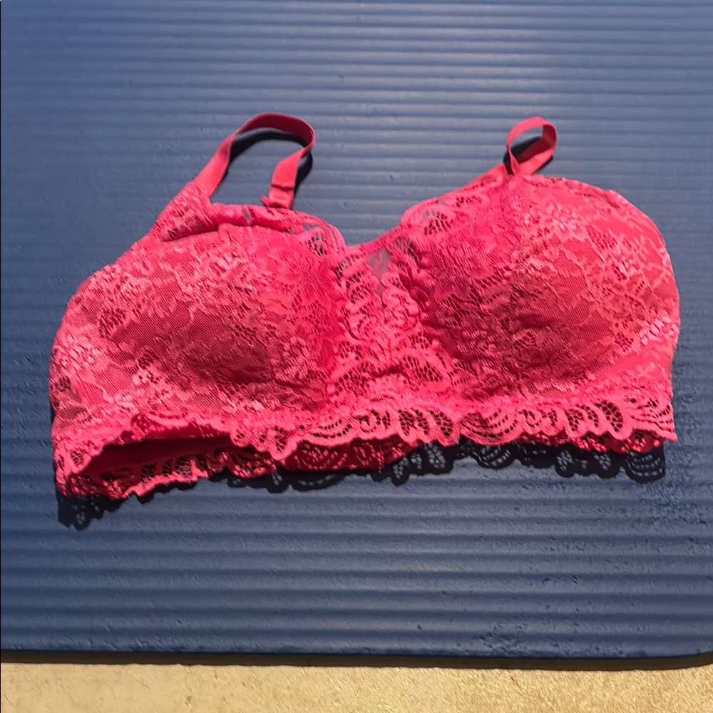 Bali Pink Lace Wireless Bra with Scalloped Edge